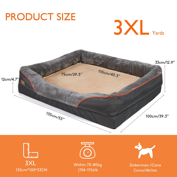 Large Dog Bed – Soft, Anti-Allergy Fleece with Washable Waterproof Cover