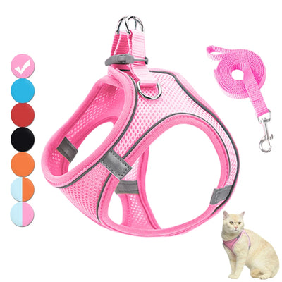 Reflective Dog Harness & Leash Set – Adjustable for Small Dogs & Cats