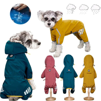 Waterproof Dog Raincoat – PU Hooded Jacket for Small & Medium Pets