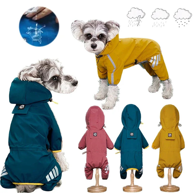 Waterproof Dog Raincoat – PU Hooded Jacket for Small & Medium Pets