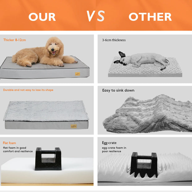 Orthopedic Calming Dog Bed – Gray, Multiple Sizes with Removable Cover