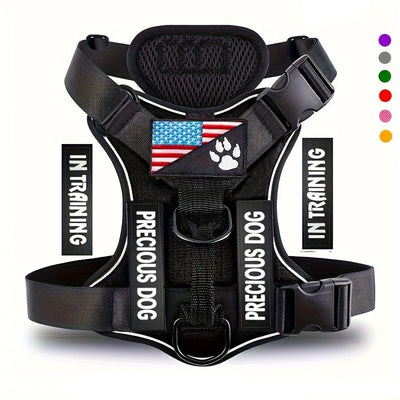 Reflective Service Dog Harness – Adjustable with 5 Patch Set