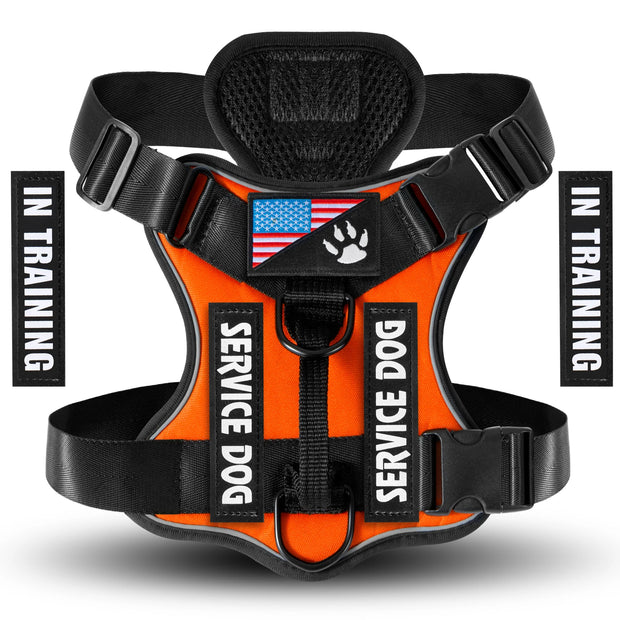 Reflective Service Dog Harness – Adjustable with 5 Patch Set