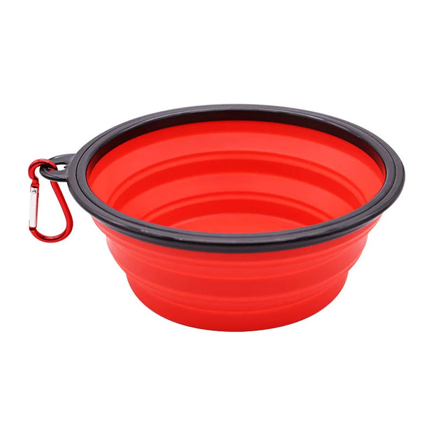 2-in-1 Folding Silicone Dog Bowl & Dispenser – Travel Ready with Carabiner