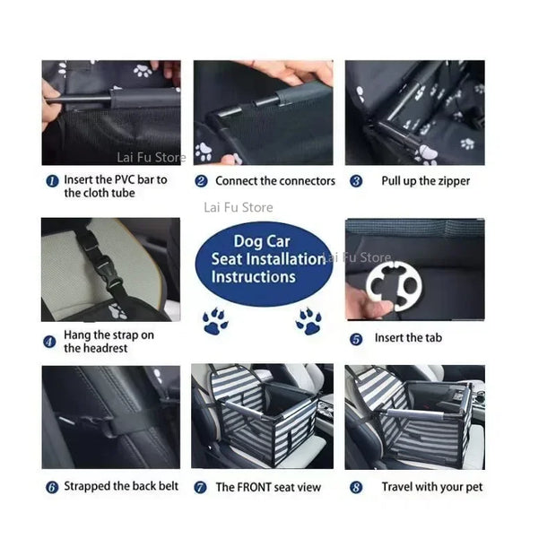 Waterproof Pet Car Seat Hammock – Carrier Basket for Small & Medium Dogs