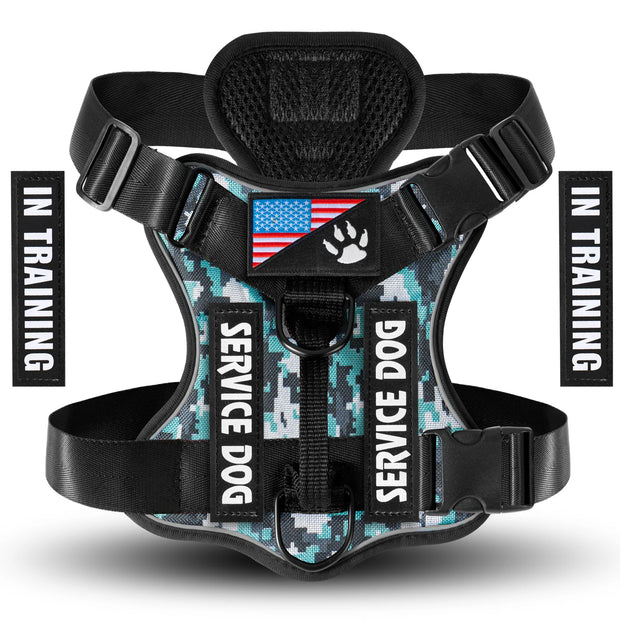 Reflective Service Dog Harness – Adjustable with 5 Patch Set