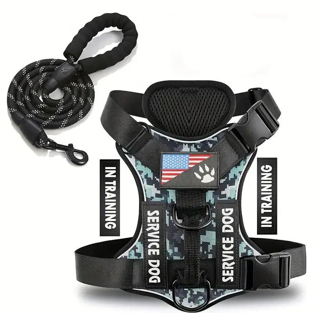 No-Pull Reflective Dog Harness & Leash Set – Escape-Proof Desig