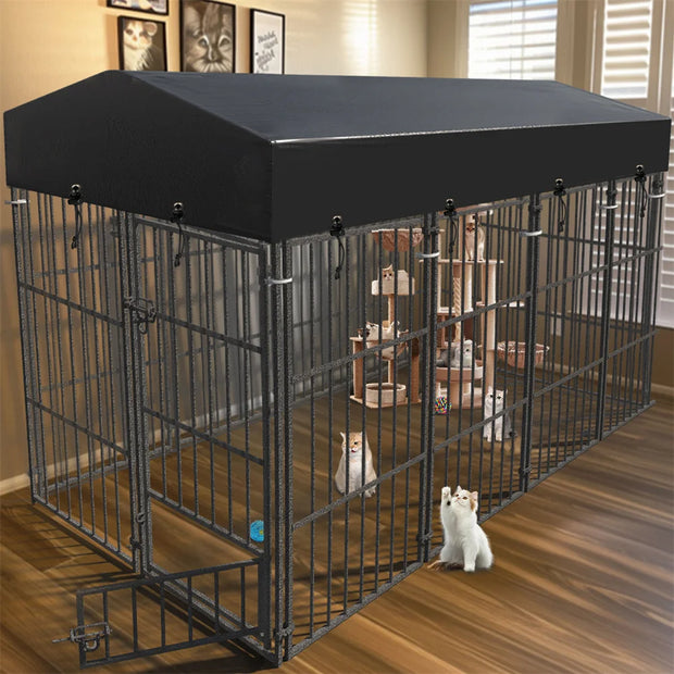Heavy-Duty Dog Kennel/cage – Metal Playpen with Roof for Indoor/Outdoor Use