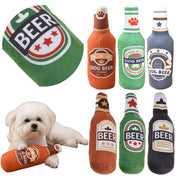 Plush Beer Bottle Dog Toy – Squeaky & Teeth-Cleaning Fun