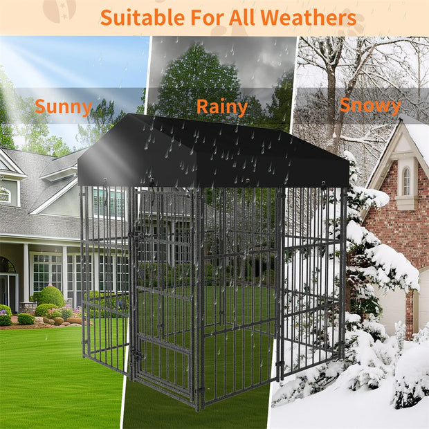 Heavy-Duty Dog Kennel/cage – Metal Playpen with Roof for Indoor/Outdoor Use