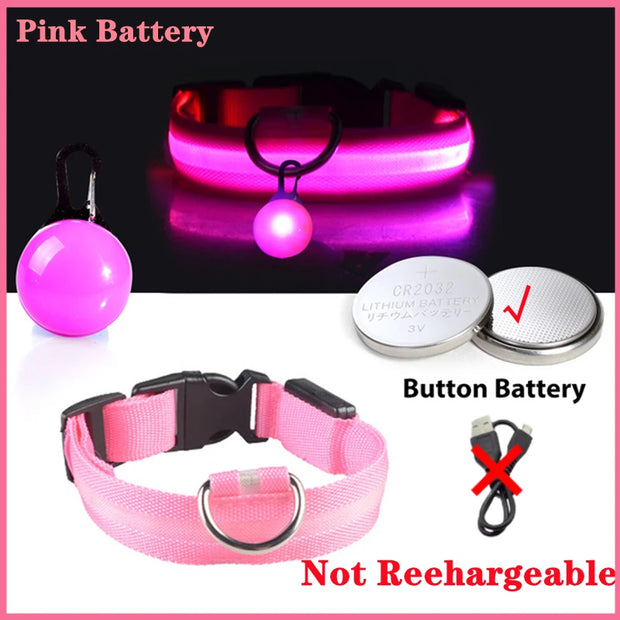 USB Glowing LED Pet Collar – Detachable Light for Night Safety