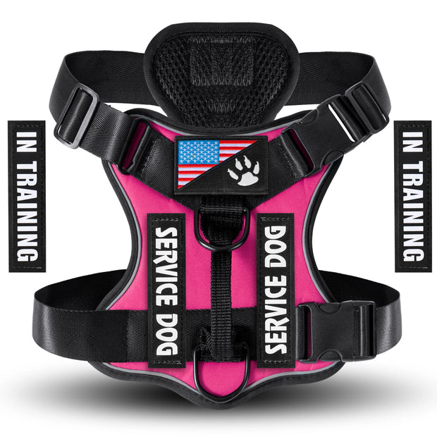 Reflective Service Dog Harness – Adjustable with 5 Patch Set