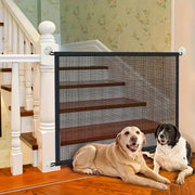 Foldable Pet Safety Gate – Breathable Mesh Barrier with Hooks