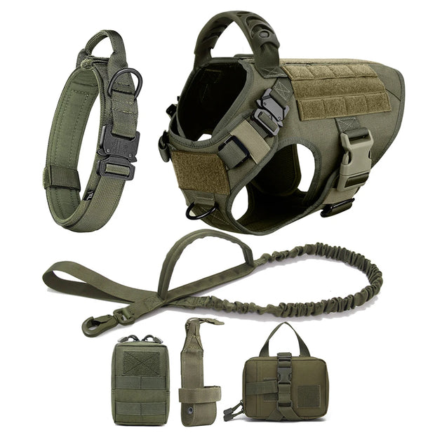 Adjustable Dog Harness with Molle Pouches – Ideal for German Shepherd & Malinois