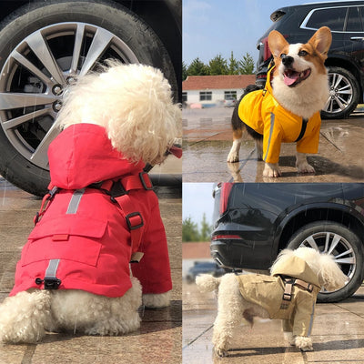 Waterproof Dog Raincoat – Hooded with Leash Ring & Reflective Strips