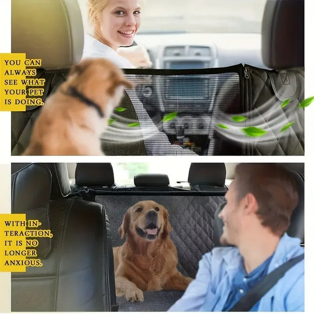 Waterproof Dog Car Seat Hammock – Mesh Window & Anti-Slip Back Seat Cover