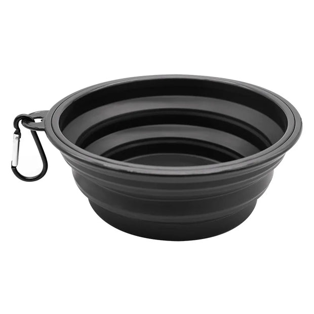 2-in-1 Folding Silicone Dog Bowl & Dispenser – Travel Ready with Carabiner