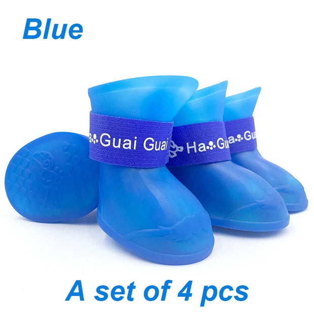 4pcs Waterproof Dog Booties – Candy Color Rubber Shoes for All Sizes