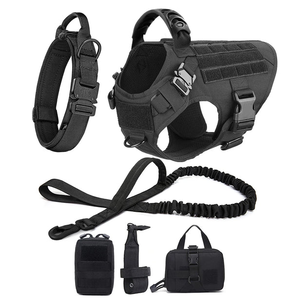 Adjustable Dog Harness with Molle Pouches – Ideal for German Shepherd & Malinois