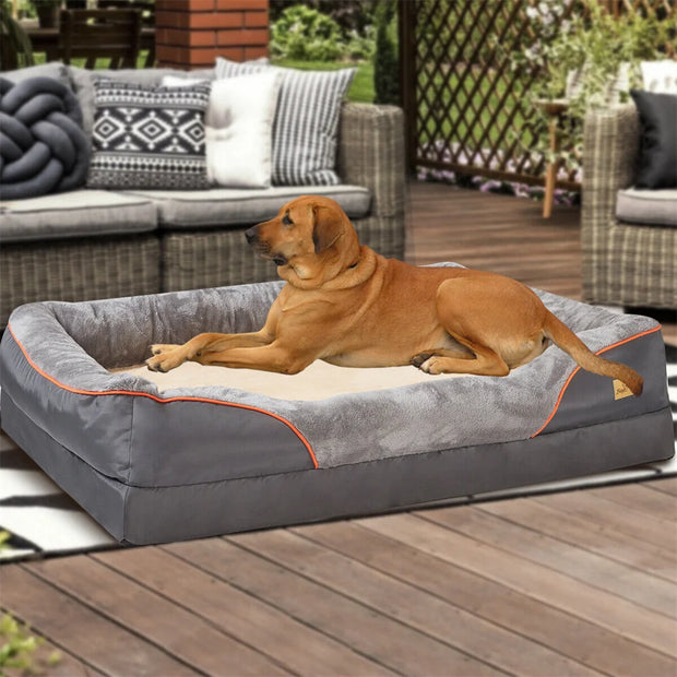 Jumbo Orthopedic Dog Sofa – Memory Foam with Bolster & Waterproof Cover