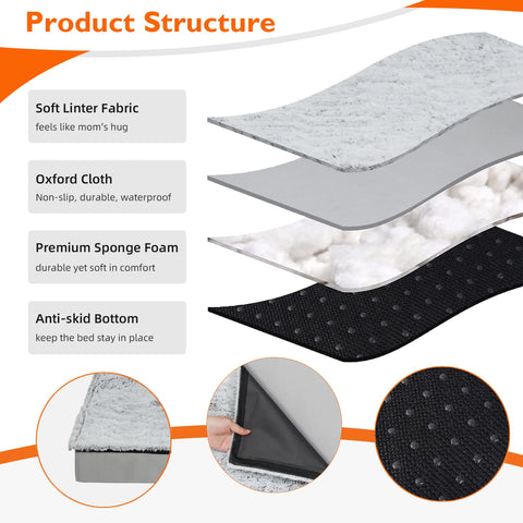 Orthopedic Calming Dog Bed – Gray, Multiple Sizes with Removable Cover
