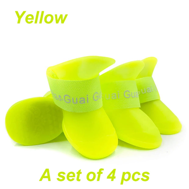 4pcs Waterproof Dog Booties – Candy Color Rubber Shoes for All Sizes