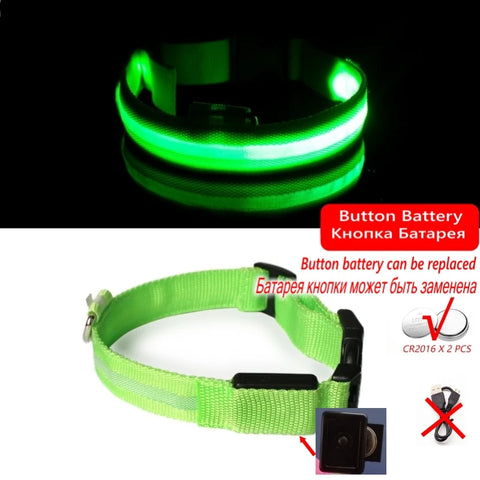 LED Dog Collar Light – Anti-Lost Night Glow with USB/Battery Option