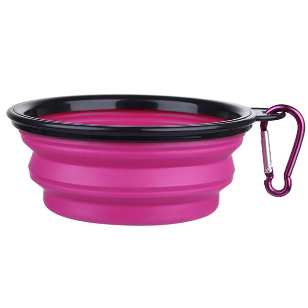2-in-1 Folding Silicone Dog Bowl & Dispenser – Travel Ready with Carabiner