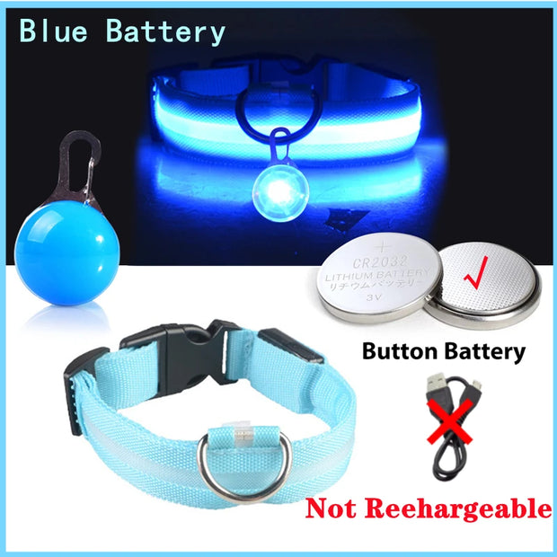 USB Glowing LED Pet Collar – Detachable Light for Night Safety