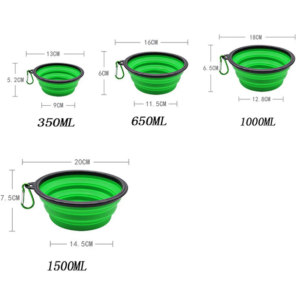 2-in-1 Folding Silicone Dog Bowl & Dispenser – Travel Ready with Carabiner