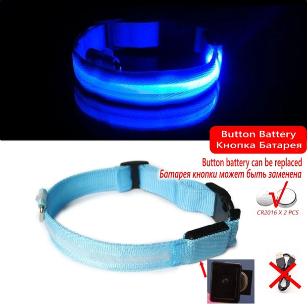 LED Dog Collar Light – Anti-Lost Night Glow with USB/Battery Option