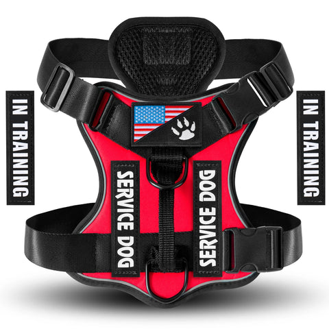 Reflective Service Dog Harness – Adjustable with 5 Patch Set