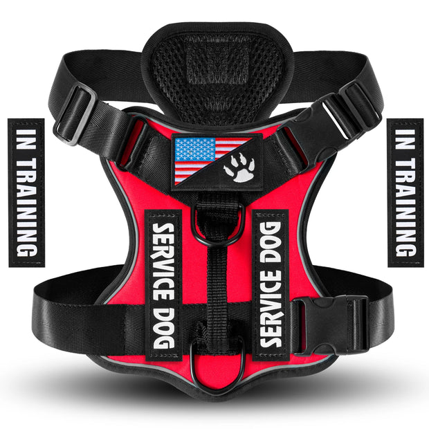 Reflective Service Dog Harness – Adjustable with 5 Patch Set
