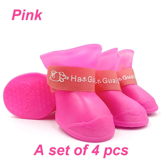 4pcs Waterproof Dog Booties – Candy Color Rubber Shoes for All Sizes