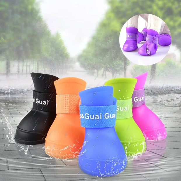 4pcs Waterproof Dog Booties – Candy Color Rubber Shoes for All Sizes