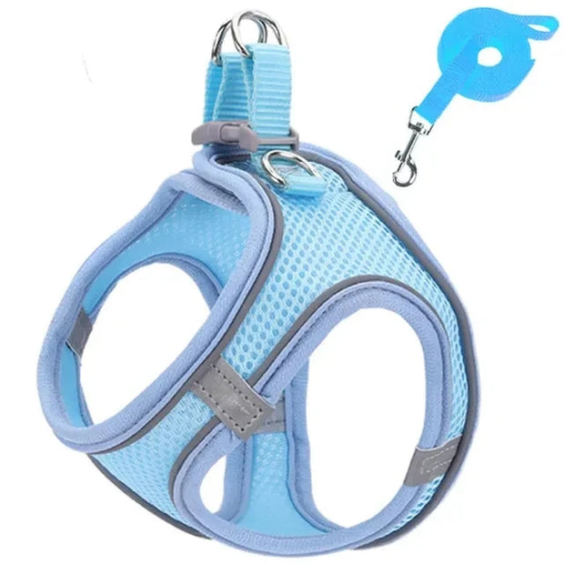 Reflective Dog Harness & Leash Set – Adjustable for Small Dogs & Cats
