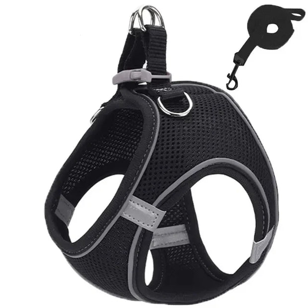 Reflective Dog Harness & Leash Set – Adjustable for Small Dogs & Cats