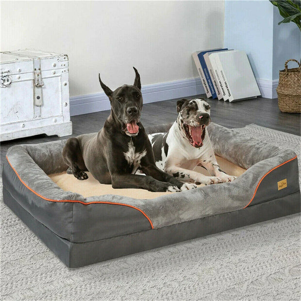 Jumbo Orthopedic Dog Sofa – Memory Foam with Bolster & Waterproof Cover