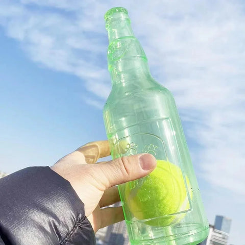 TPR Beer Bottle Chew Toy – With Tennis Ball & Squeaker for Dogs