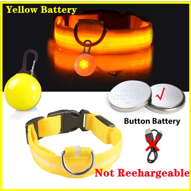 USB Glowing LED Pet Collar – Detachable Light for Night Safety