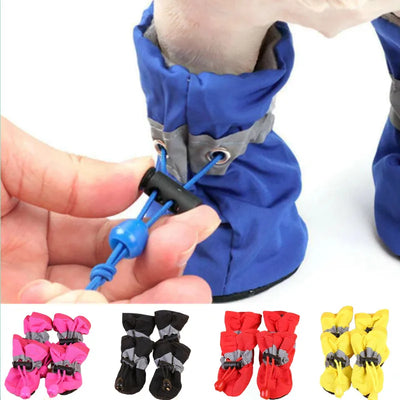 4pcs Waterproof Pet Boots – Soft, Anti-Slip Rain Shoes for Dogs & Cats