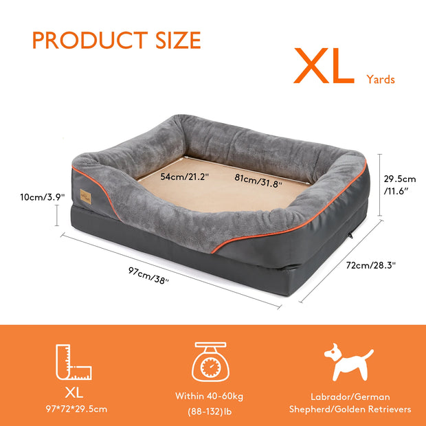 Large Dog Bed – Soft, Anti-Allergy Fleece with Washable Waterproof Cover
