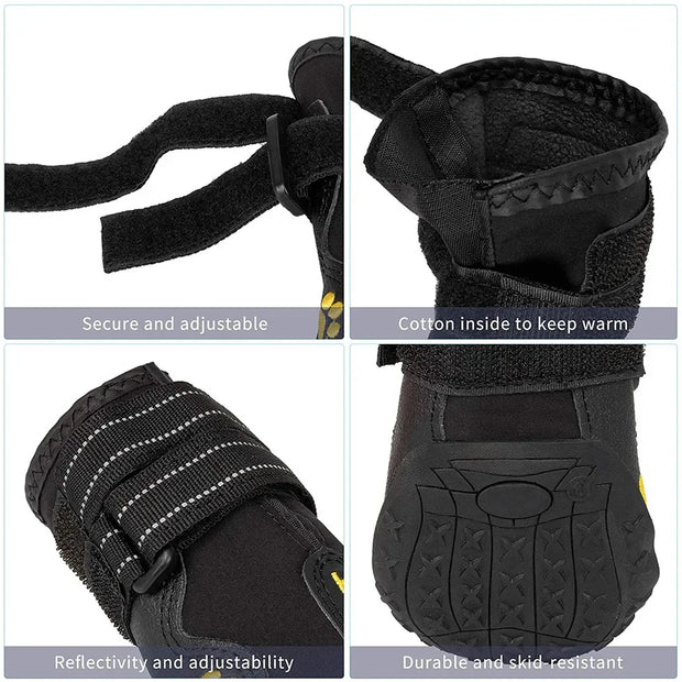 Waterproof Dog Boots – Anti-Slip & Reflective Paw Protectors (4pcs)