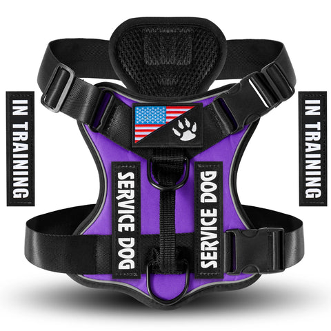 Reflective Service Dog Harness – Adjustable with 5 Patch Set
