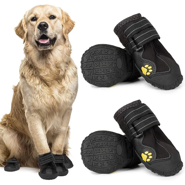 Waterproof Dog Boots – Anti-Slip & Reflective Paw Protectors (4pcs)