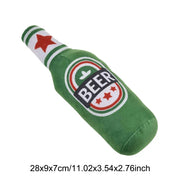 Plush Beer Bottle Dog Toy – Squeaky & Teeth-Cleaning Fun