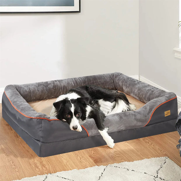 Jumbo Orthopedic Dog Sofa – Memory Foam with Bolster & Waterproof Cover