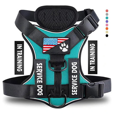 Reflective Service Dog Harness – Adjustable with 5 Patch Set