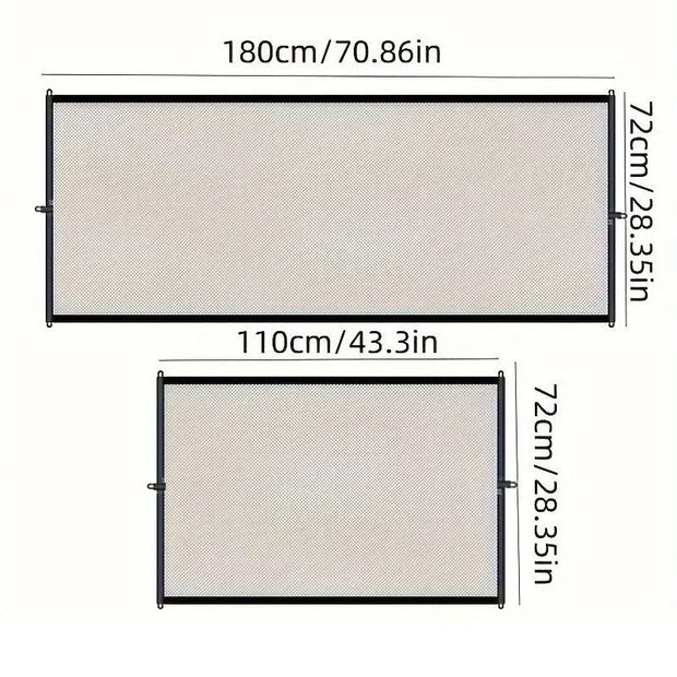 Foldable Pet Safety Gate – Breathable Mesh Barrier with Hooks