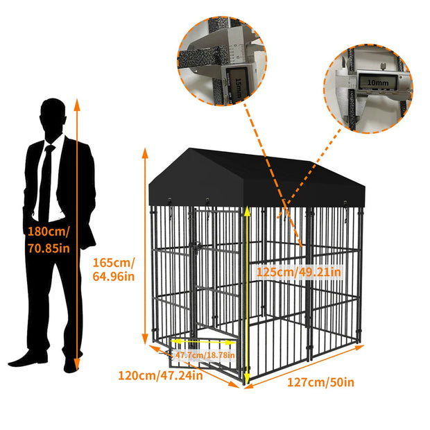 Heavy-Duty Dog Kennel/cage – Metal Playpen with Roof for Indoor/Outdoor Use